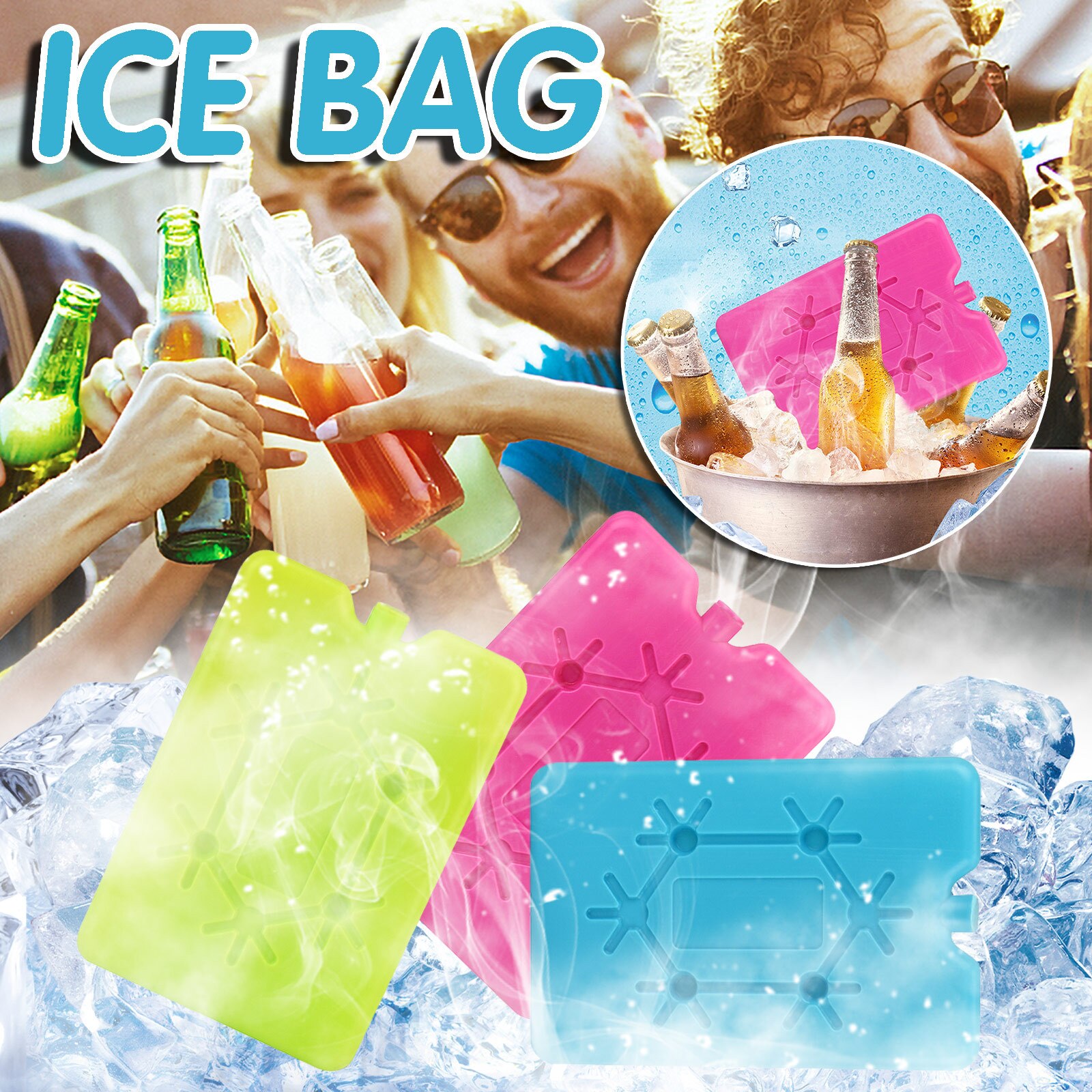 3PC Reusable Freezer Ice Bags, Food Preservation And Cold Storage Bags 200ml: Default Title