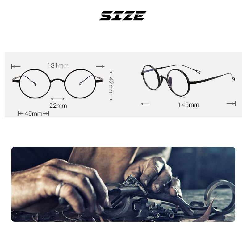 Gafas redondas de titanio para hombre y mujer, montura de gafas Retro Vintage, de de lujo, graduadas, para Miopía