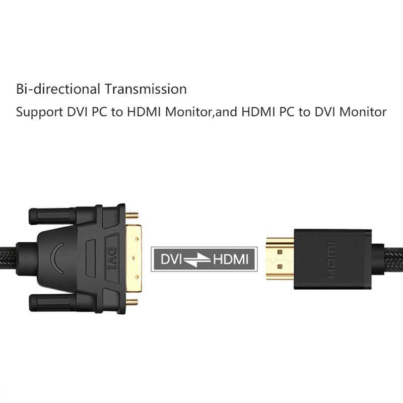 Ugreen HDMI to DVI DVI-D 24+1 pin Adapter 3D 4K DVI Male to HDMI Male Converter Cable for LCD DVD HDTV XBOX hdmi cable 2m 3m