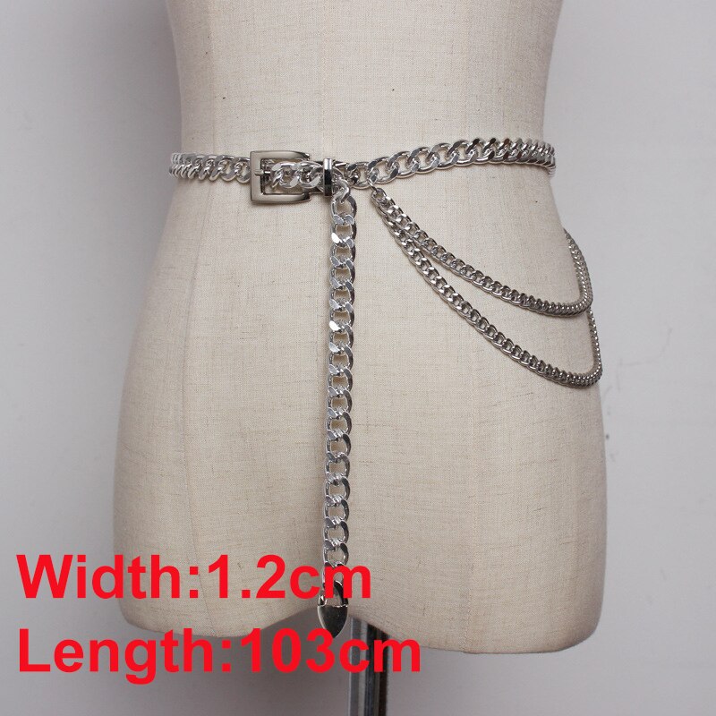 Cetiri Vrouwen Mode Metalen Heup Ketting Riem Elegante Goud Zilver Franjes Ring Taille Keten Kleding Riemen: Style 7