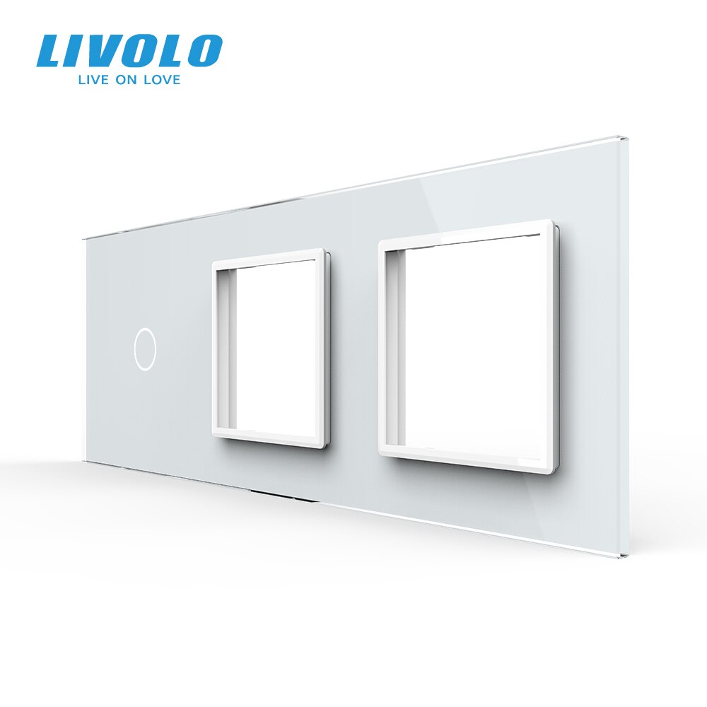 Livolo Wit Pearl Crystal Glass, 222Mm * 80Mm, Eu Standaard, 1Gang & 2 Frame Glass Panel,C7-C1/Sr/SR-11(4 Kleuren), alleen Panel, Geen Logo