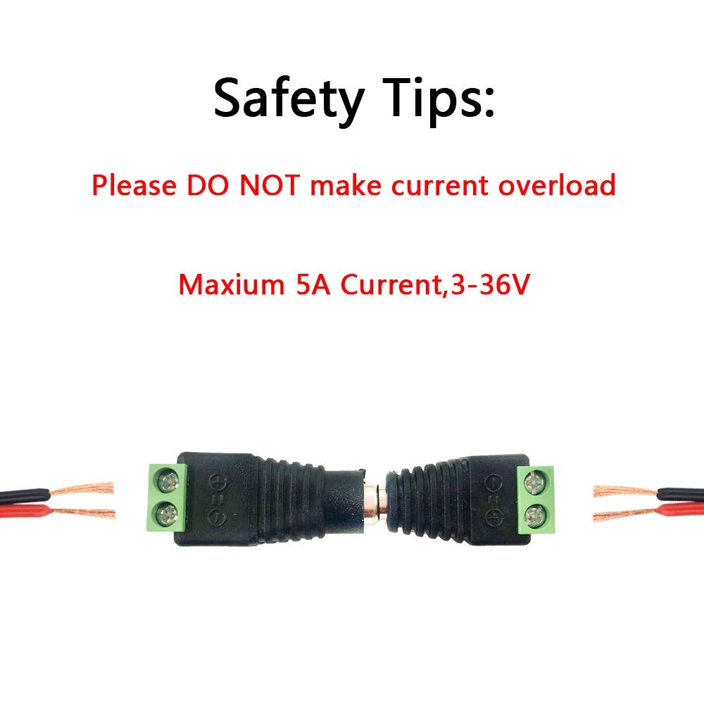 10 pares 12V macho + hembra 2,1 MM x 5,5 DC enchufe adaptador conector para cámara CCTV
