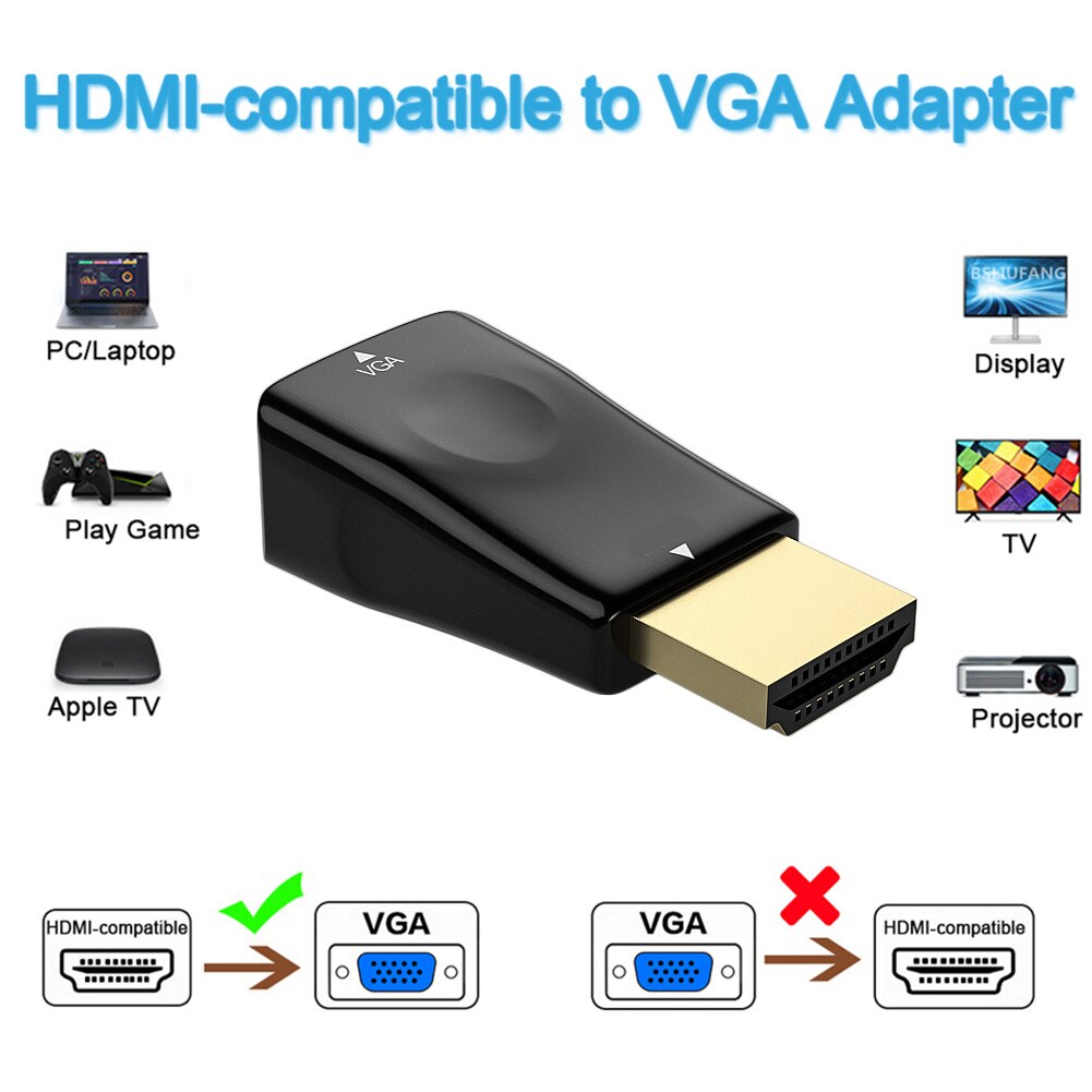 HD 1080P HDMI-Kompatibel zu VGA Adapter VGA Ausgang Stecker für Computer Laptop TV Box Digital-Analog signal Konverter