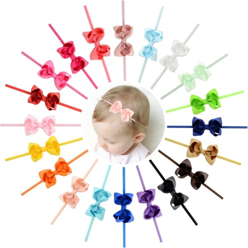 Baby Kids Kleine Leuke Hoofdband DIY boog-knoop Grosgrain Lint Boog Dunne Elastische Tulband Haarbanden Meisjes Hoofdbanden haar Accessoires