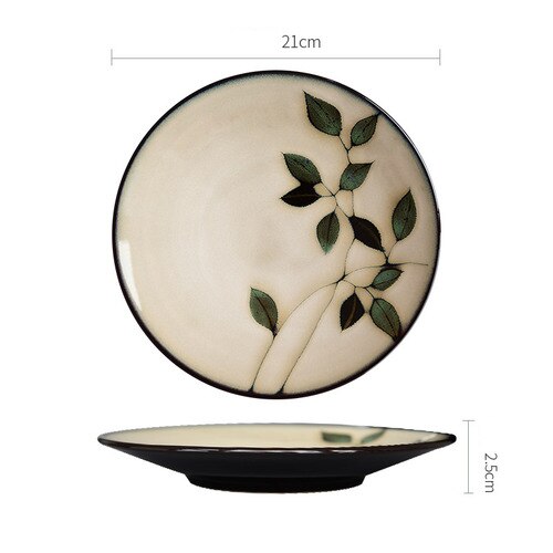 1 stk malt ovn glasert blad keramisk tallerken servise westernbiff salat dessertkake sushi lagringsdekorasjon tallerken: misligholde tittel