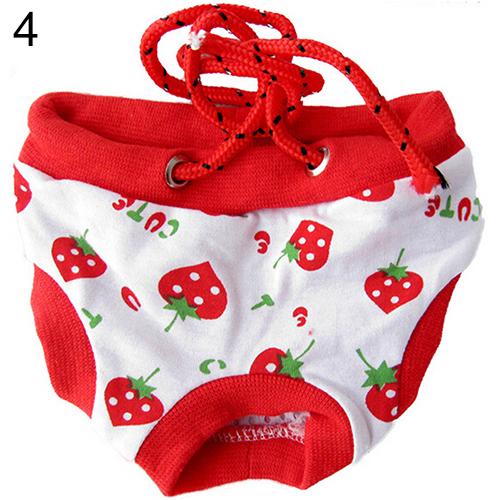 Vrouwelijke Pet Dog Puppy Luier Broek Fysiologische Sanitair Korte Panty Nappy Ondergoed M/L/Xl Leuke Aardbei Gestreepte: Red Strawberry / XL