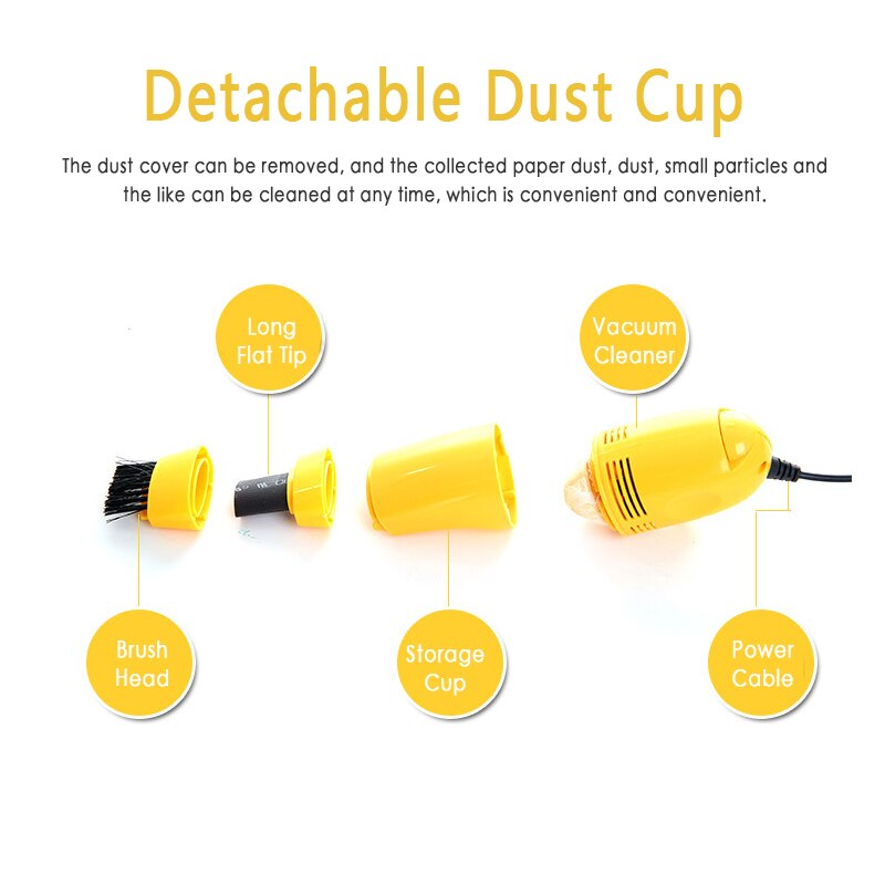 Useful Mini Computer Vacuum USB Keyboard Brush Cleaner Laptop Brush Dust Cleaning Kit Household Cleaning Tool Computer Cleaners