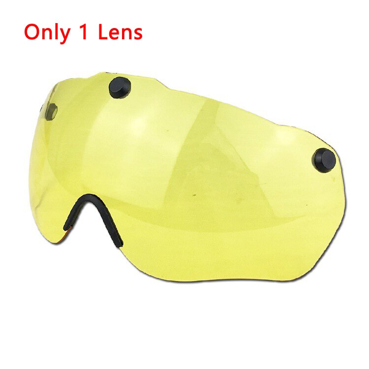 Mtb racefietshelm integraal gevormde fietshelm met vizier, brillenlens, ultralichte, veilige fietshelm voor heren en dames: Alleen gele lens