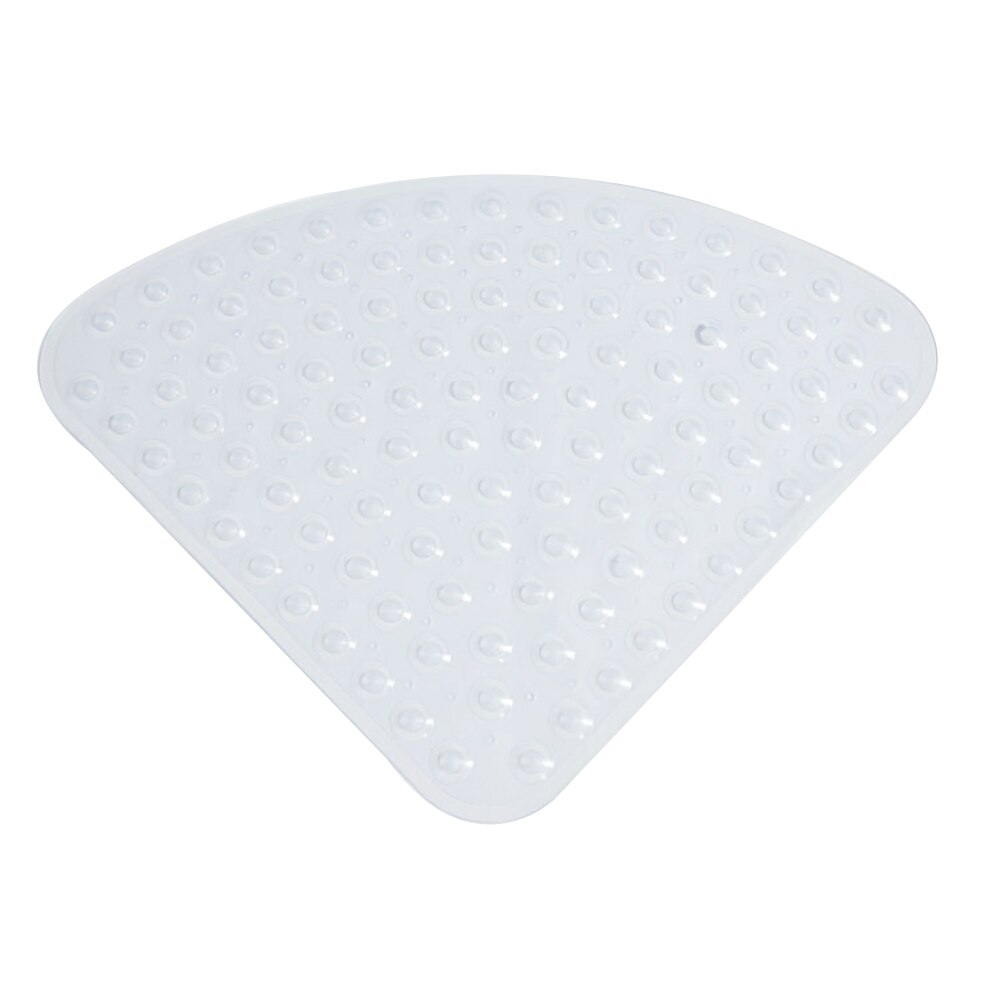 Corner Bath Shower Mat Non Slip Pad Quadrant Sector Rubber Anti-Bacterial Mat: Transparent white