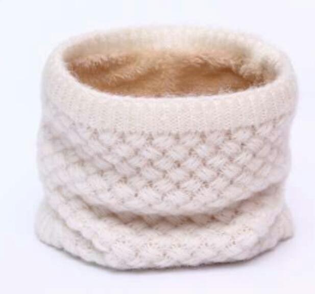 Winter Gebreide Unisex Sjaals Warme Kraag Bandana Acryl Solid Ring Sjaal Dikke Multifunctionele Naadloze Tubular HY127: WHITE