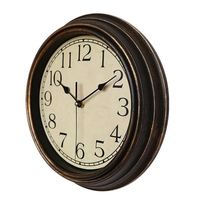 12 Inch Silent Retro Wall Clock Quartz Decorative Table Dial Battery Non-Ticking Digital Clock for Bedroom: Cyan bronze