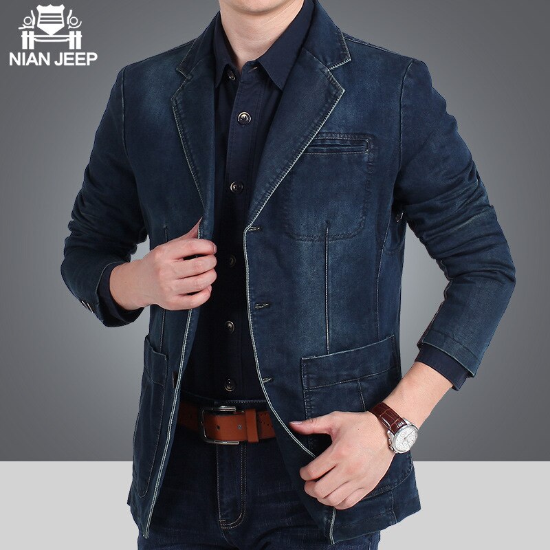 ICPANS Men Denim Blazer Brand Men's denim suit masculino casual outerwear Autumn Winter loose denim suit outerwear XXXXL