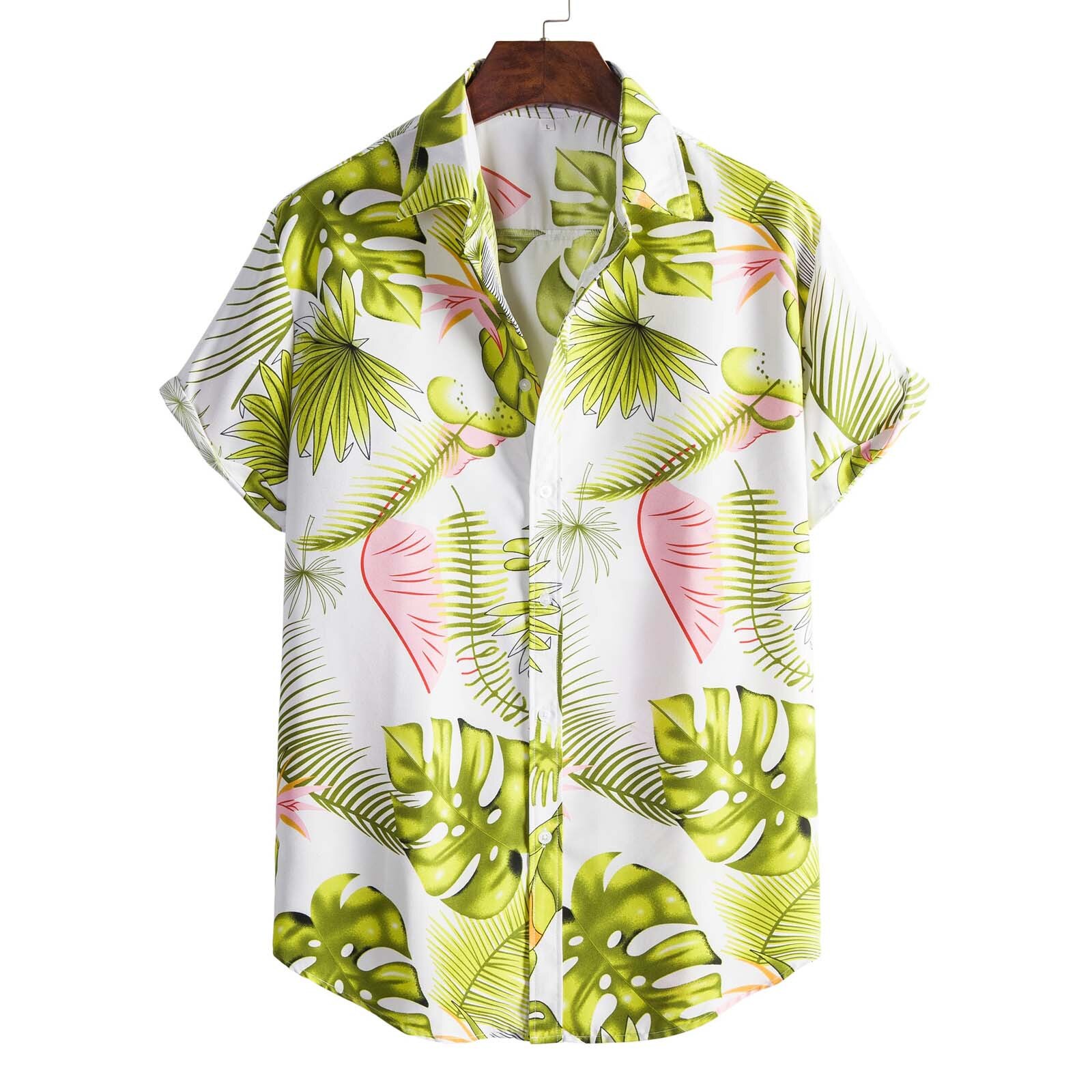 Summer Casual Beach Shirts Short Sleeve Camisas De HombreMen's Shirt Рубашка Мужская Print Hawaiian Beachwear Shirt