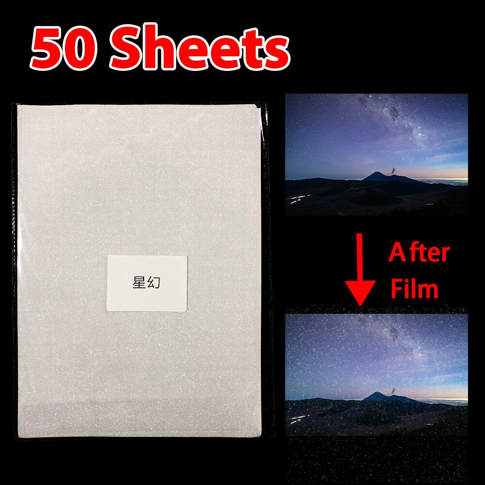 50 Sheets Cold Laminating Film A4 Adhesive Matte Film Black Star Heart Plastic Stamping On Photo Laminating Film to DIY Card: 50Sheets Magic star