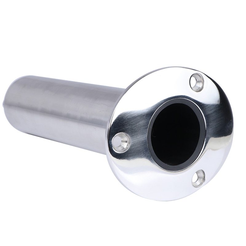 Boat Accessories Marine Stainless Steel 316 Deluxe Rod Holder with Drain, Flush Mount Fishing Rod Pole Holders, 90 Degree