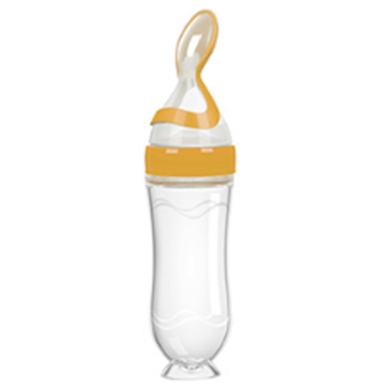 Kinderen Zachte Hoofd Soep Mok Fles Lepel Servies Silicagel Lepel Vork Voeden Bestek Baby Dingen Babyvoeding Mok: Sucker Yellow