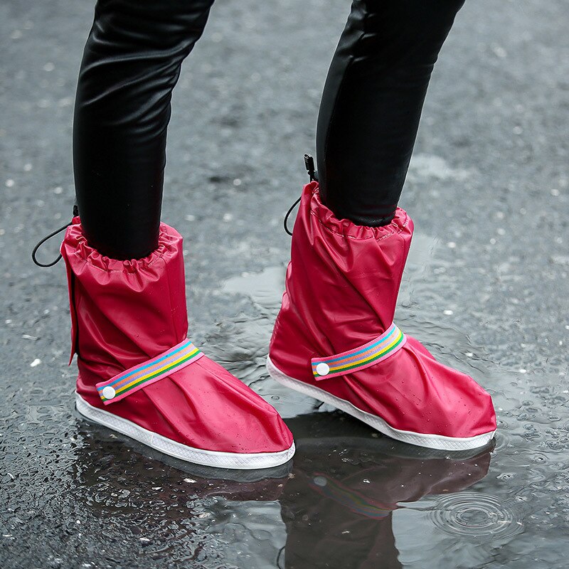 Fghgf Regen Schoenen Covers Alle Seizoenen Antislip Reusableflat Overschoenen Outdoor Tool Schoen Accessoires Waterdichte Mannen Vrouwen: Red M 