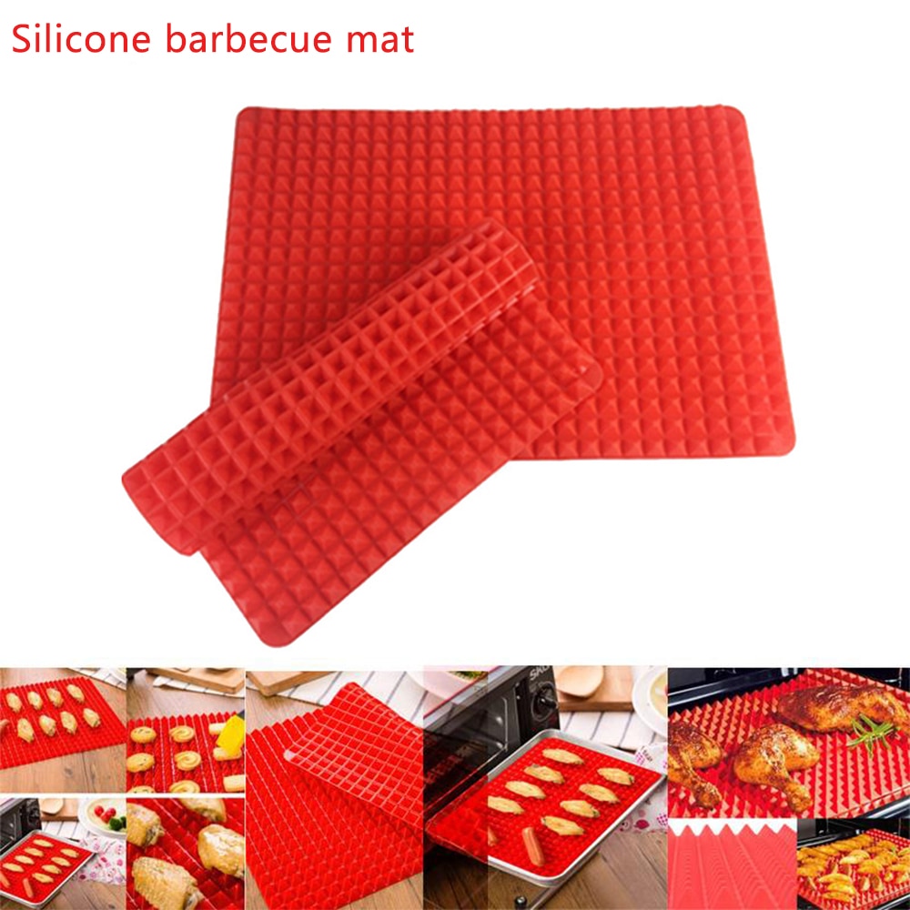 Sartén Pirámide para barbacoa de , tapetes antiadherentes de silicona para hornear, moldes para almohadillas, bandeja para horno microondas, utensilios para hornear en la cocina