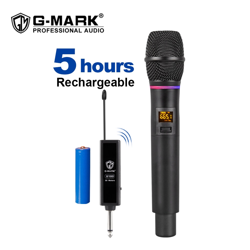 G-MARK X180 Uhf Draadloze Microfoon Dynamische Karaoke Handheld Microfoon Met Flash Wedstrijd Ontvanger 50 M Lange Afstand Revceive