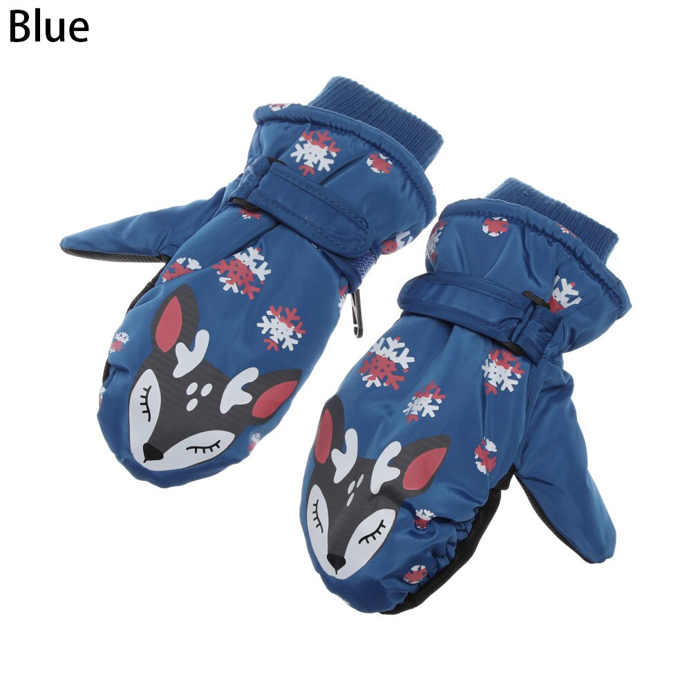 Enfants hiver gants de Ski garçons filles sport imperméable à l'eau coupe-vent anti-dérapant neige mitaines étendu poignet gants de Ski: 1-blue