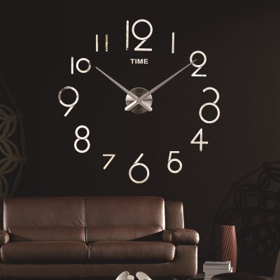 Diy Giant Wandklok Eenvoudige Modern Diy 3D Spiegel Effect Grote Arabische Aantal Sticker Home Decoratie Muur Horloge