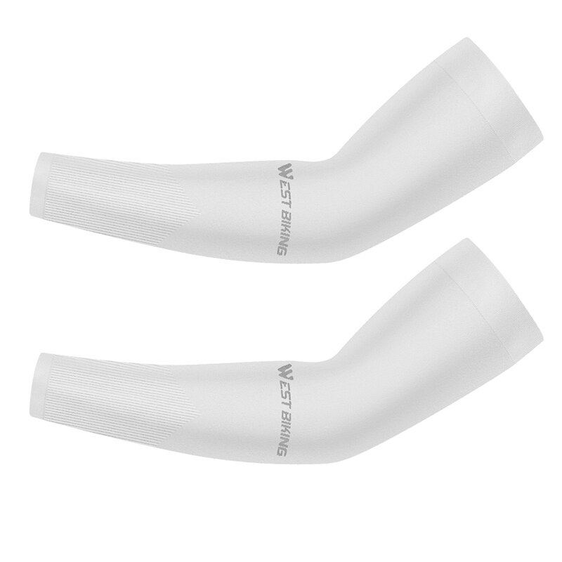 Ijs Zijde Zonnebrandcrème Riding Mouwen Anti-Uv Zomer Rijden Running Arm Warmers Outdoor Arm Schede Fiets Mouw Fietsen Apparatuur: 1 pair white