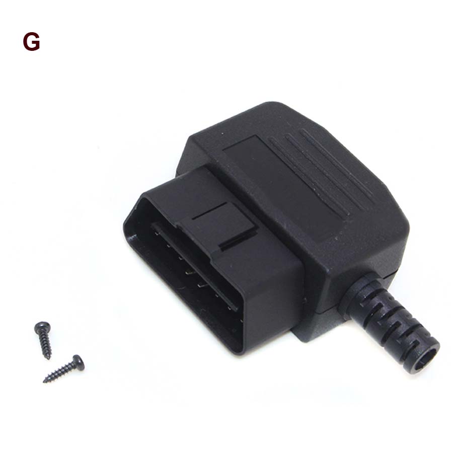 12 Types Option J1962 Male Connector 12V Car OBD Shell Plug with Screws OBD2 16pin OBD DIY Assemble Diagnostic Interface Socket: black