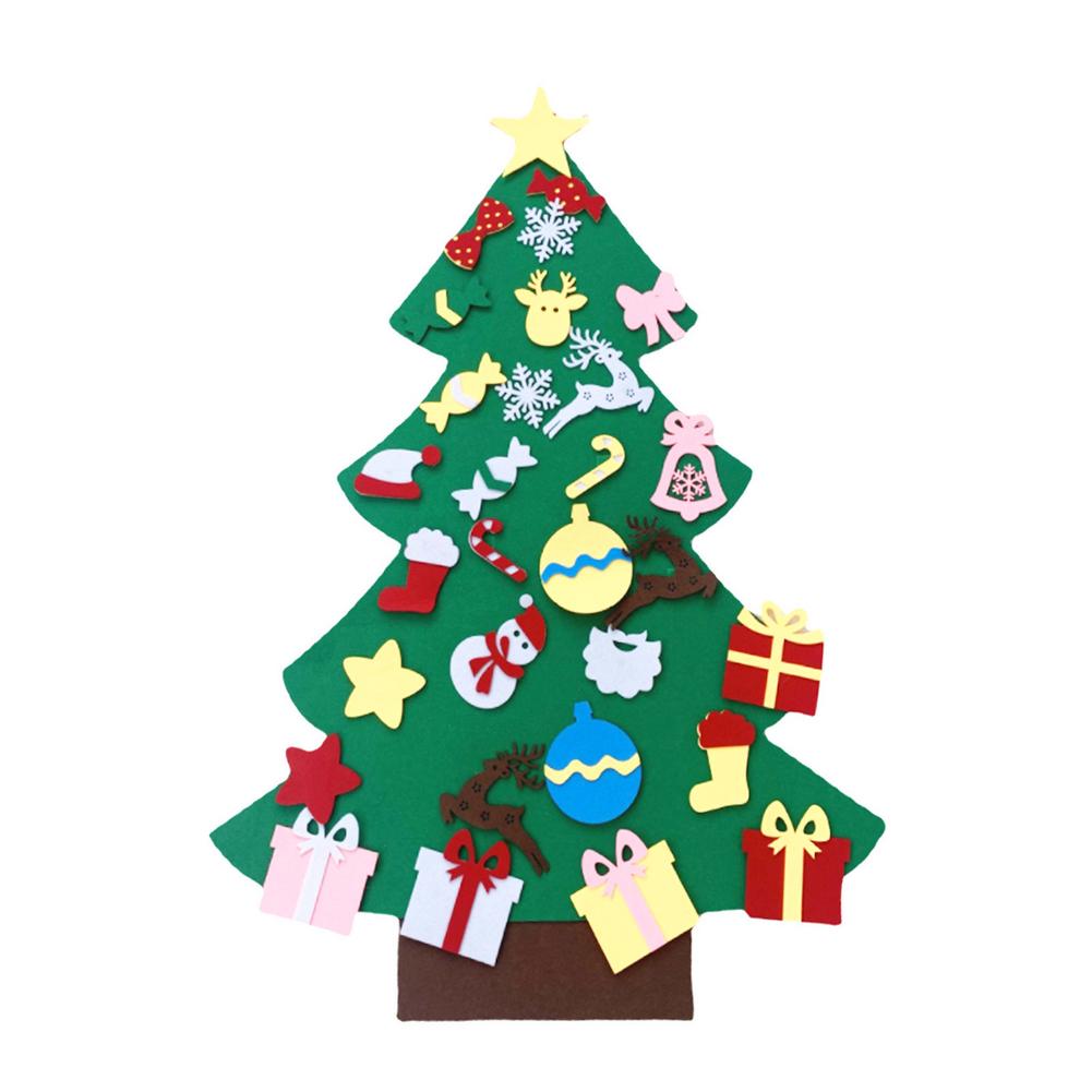 Kerstboom Led Diy Vilt Kerstboom Set 32 Stuks Wandmontage Vilt Boom Met Led-verlichting Babies Peuters Kerst: Default Title
