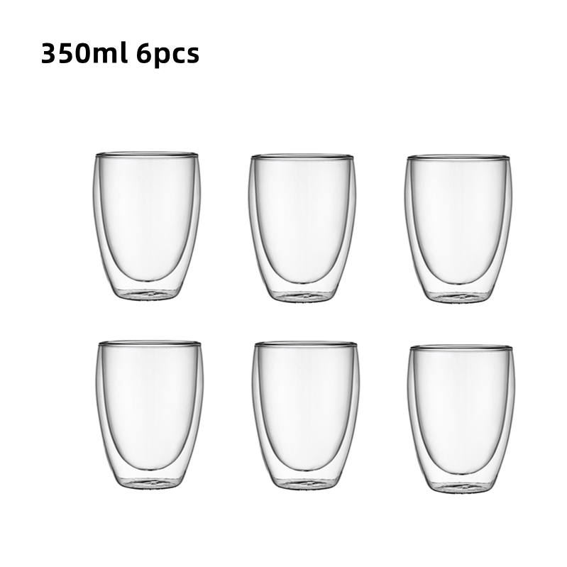 6 stuks dubbelwandige geïsoleerde glazen espressokopjes 80/150/250/350/450 ml geïsoleerde thermische glazen koffiemok voor thee/sap/melk, latte: Bordeaux