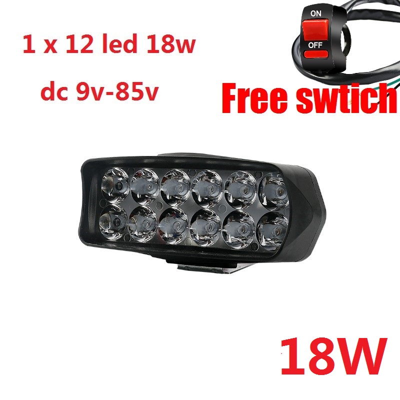 12v/24v/48v/60v/64v/72v/84v led motorcykel lommelygte forlygte kraftig kørespot til elcykel scootere: 12 ledede 1pc