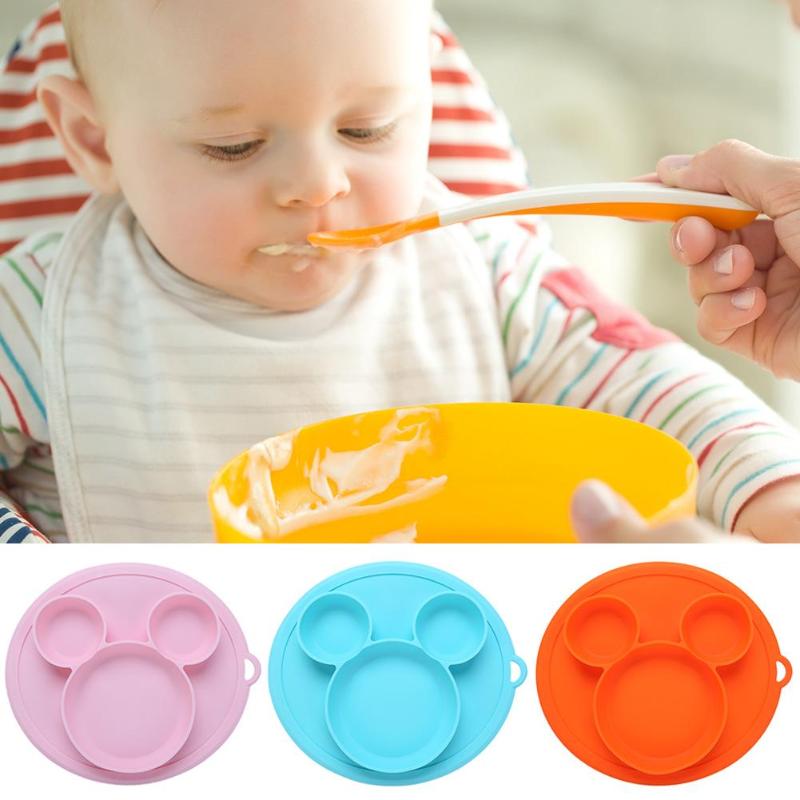 Plato de silicona para bebé con forma de pata de oso de dibujos animados, platos de cena para niños, vajilla de entrenamiento con ventosa para niños, cuencos de alimentación para niños