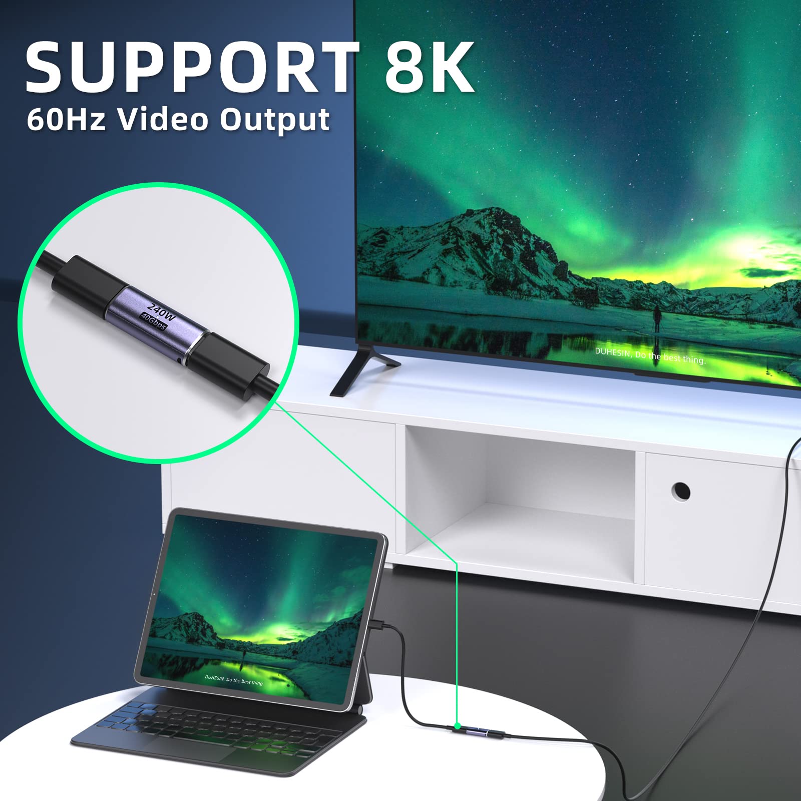 NNBILI 240W 40Gbps USB4.0 C żeński na żeński Adapter Łącznik TypeC 4.0 Złącze żeńskie Przedłużacz Wskaźnik LED Obsługuje 8K Audio