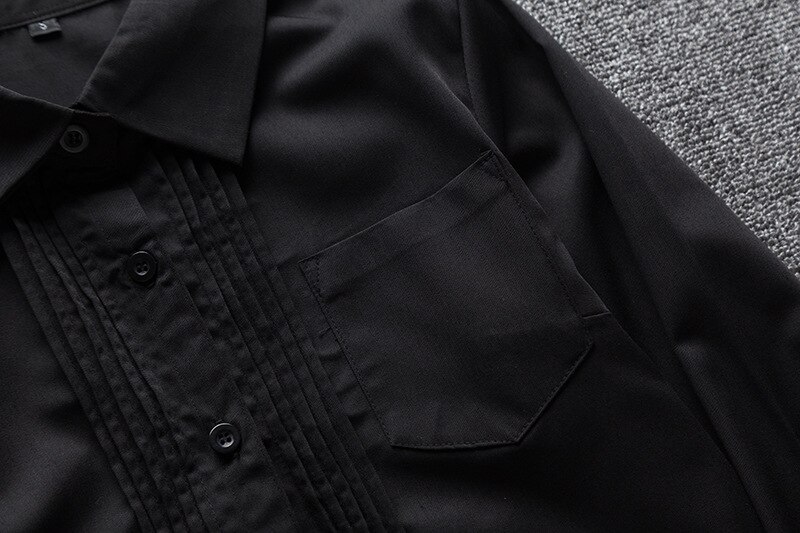 Camisa escolar japonesa feminina, uniforme de trabalho para meninas, estudantes de algodão preto, uniforme jk, camisa preta de manga longa