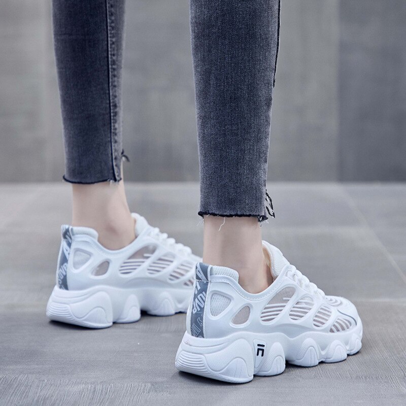 Frauen Schuhe Tennis Weibliche Modis lässig Sneaker Alle-Spiel verstopft Plattform runden Zehe Halbschuhe Pelz Keil Korb