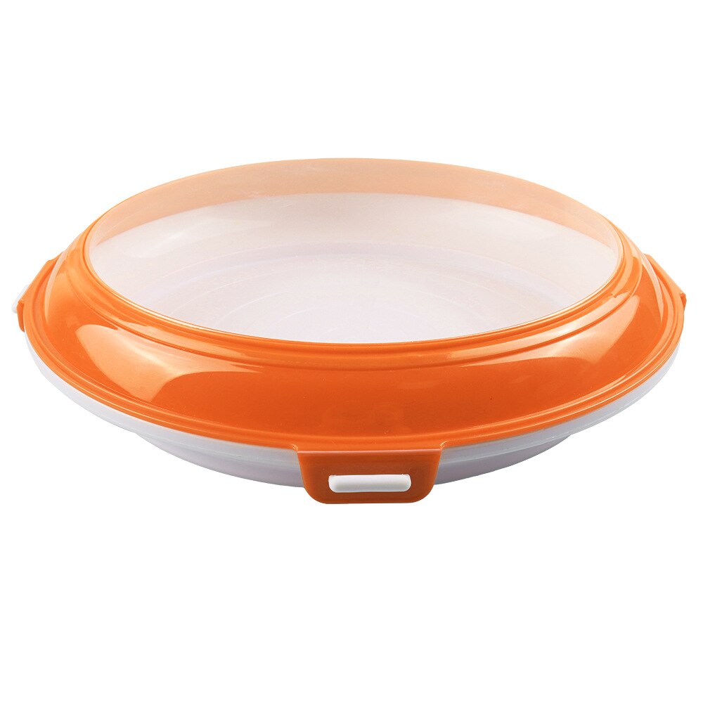 Double-sided Buckle Food Preservation Storage Tray Stackable Kitchen Preservation Container Refrigerator Preservation Tray: Orange Circle