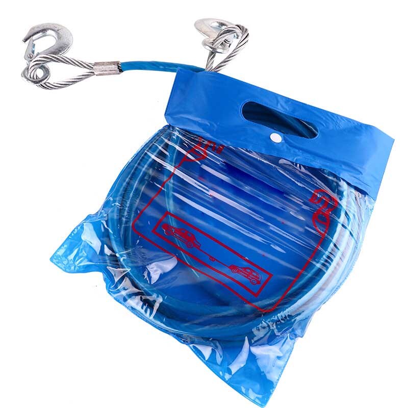Heavy Duty Tow Ropes 4M 5 Tons Wire Cable High Strength Safety Hook Steel Wire Trailer Car Emergency Towing Rope: Blue 4M 5MT