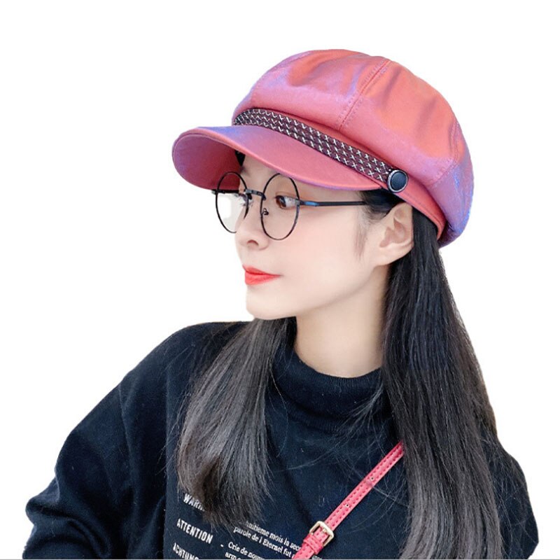 Boinas de otoño e invierno de las mujeres de los hombres sombrero Vintage artista pintor capitán, marinero gorra de boina de plano liso algodón chico Cap