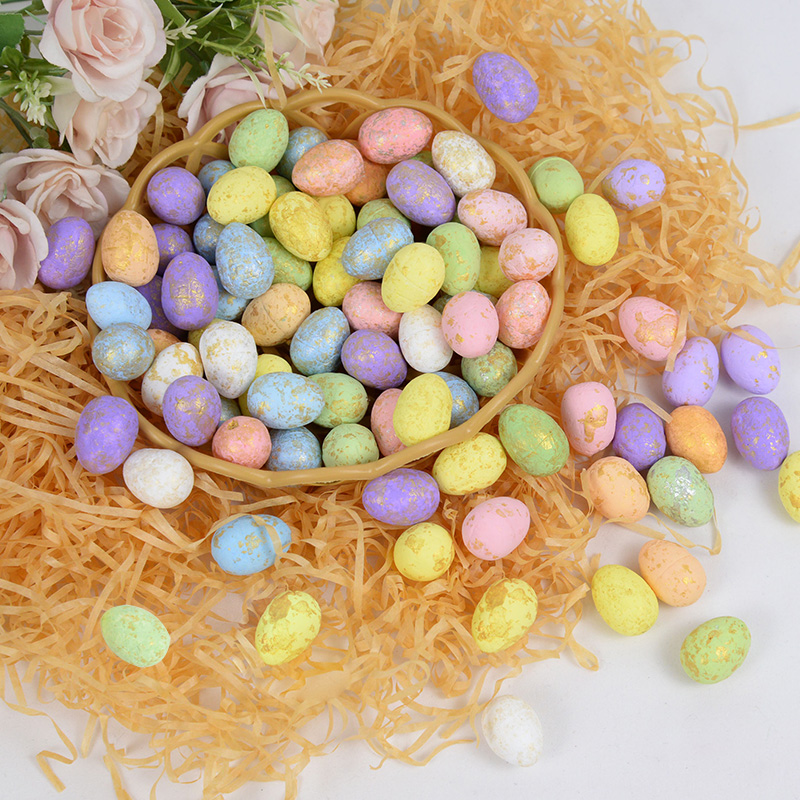 50Pcs Mini Easter Foam Egg DIY Handmade Craft Painted Pigeon Bird Eggs Happy Easter Party Decoration Kids Favor Home Decor