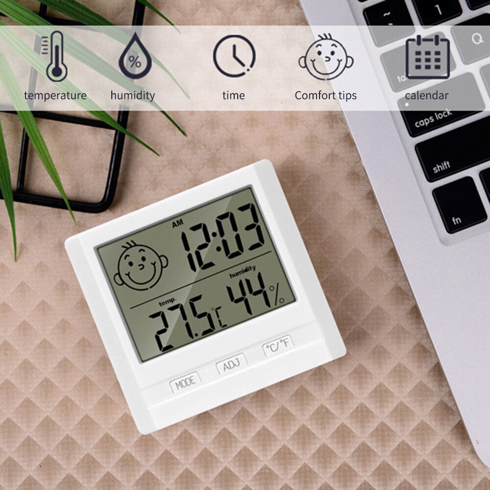 LCD Digital Temperature Humidity Meter Home Indoor Outdoor Hygrometer Thermometer Weather Station With Clock