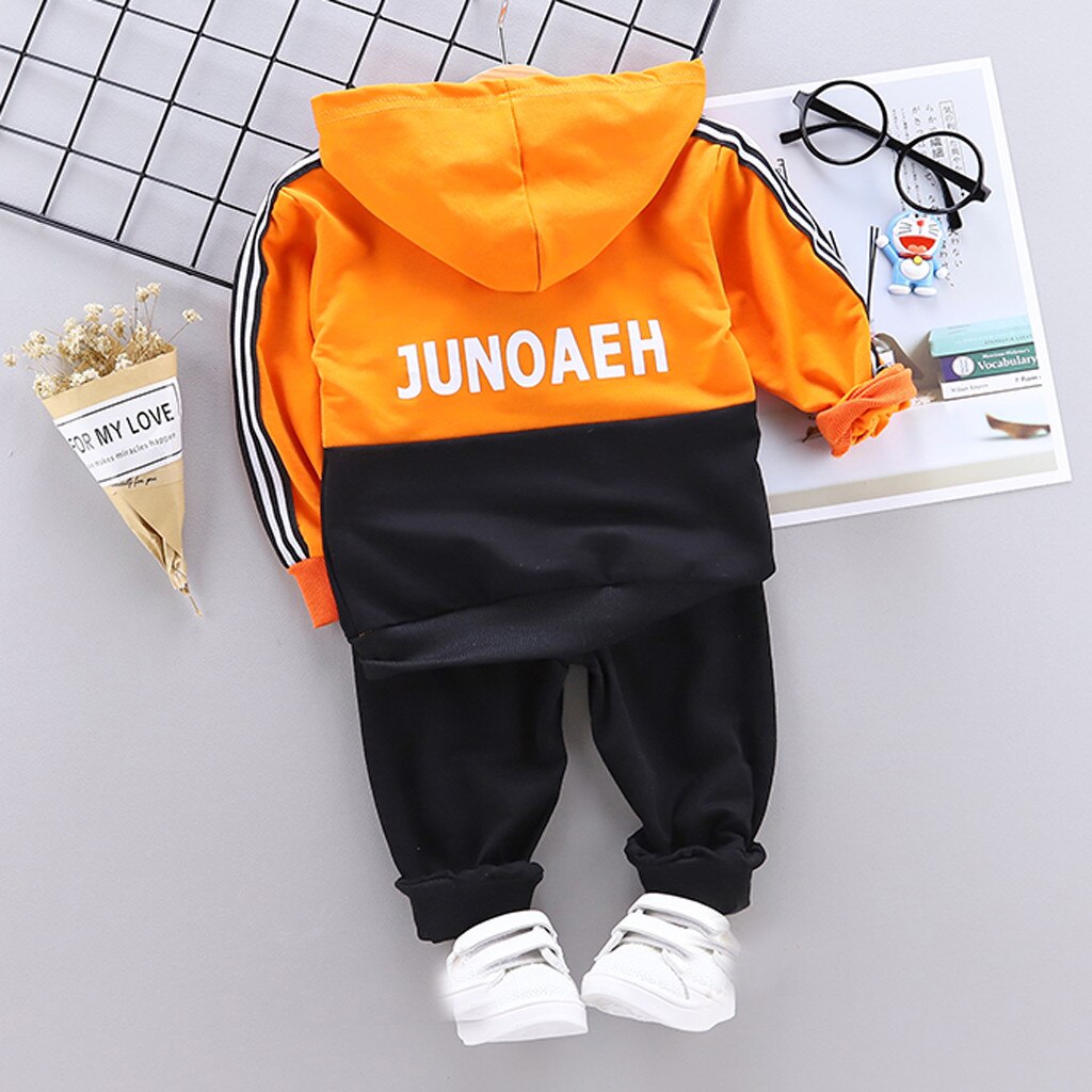 Children Toddler Boy Children kids baby clothes set Hooded Letter Long Sleeve cute Tops Pants Outfits Set Tracksuit