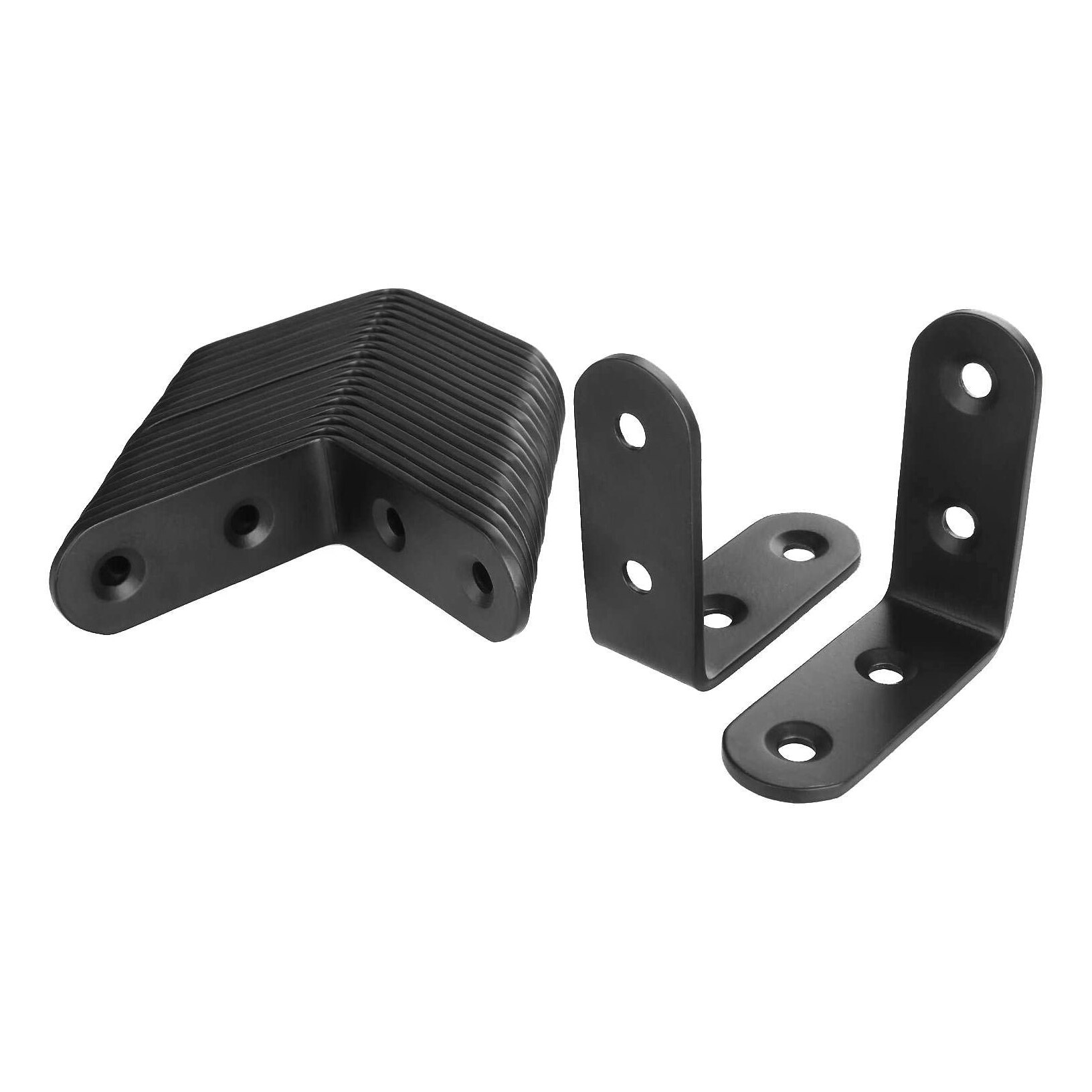 SHGO -50Pcs Black Stainless Steel L Brackets Corner Braces for Shelves L Shape Right Angle Shelf Support Cabinet and Furnitur