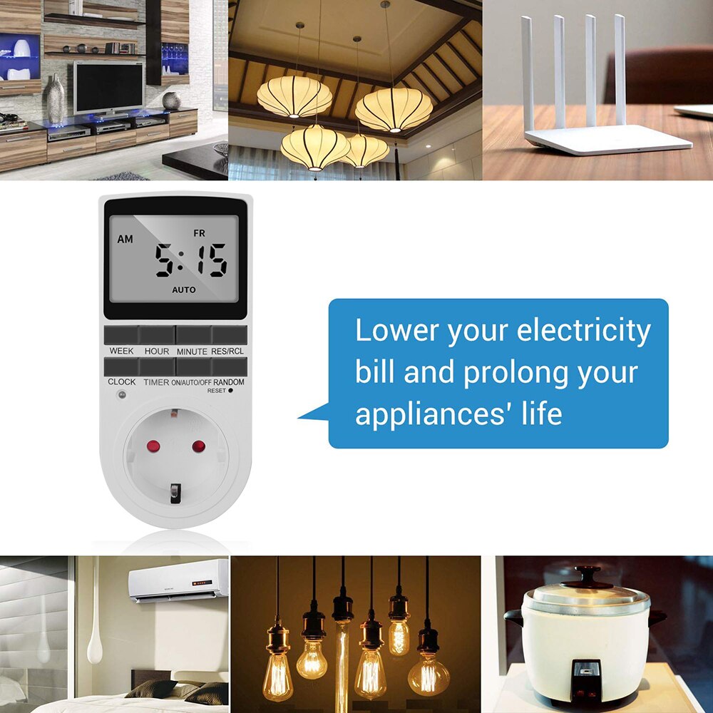 Digital Weekly Programmable Timer Switch Electrical 7 Day 24 Hour Power Socket For Kitchen Tool