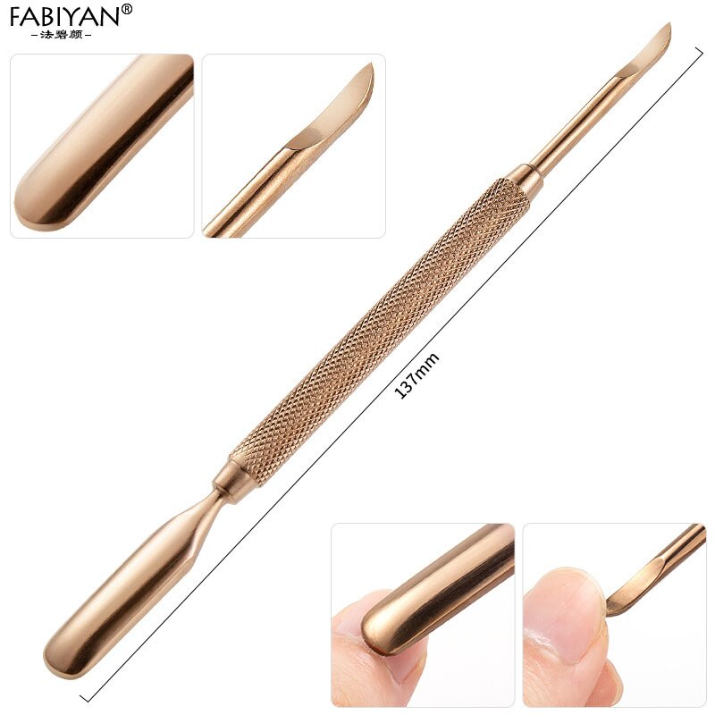 13 stile neglebånd pusher rengøring død hud skåret uv gel polish remover rustfrit stål manicure pedicure pleje værktøj bronze: 03
