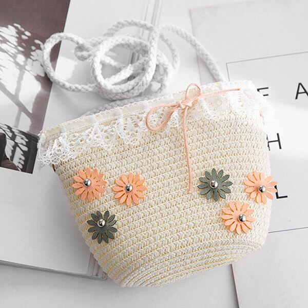 Zomer Rits Portemonnee Handgemaakte Stro Tassen Kinderen Mini Schoudertas Meisjes Handtassen Kinderen Leuke Strand Cross Body tas: C-1