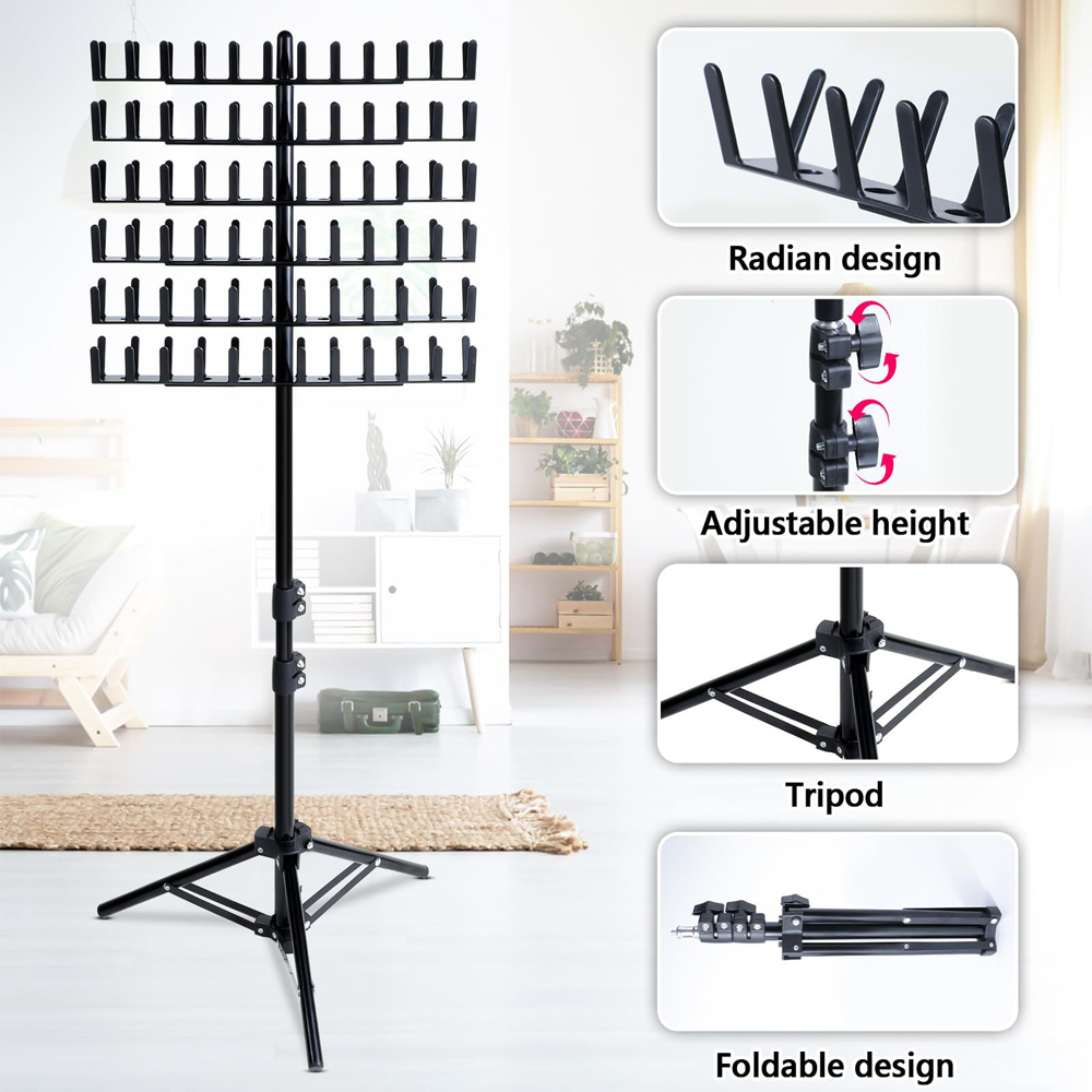 Estante trenzado ajustable para peluqueros, de pie, soporte para extensiones de cabello, 2 caras, 144 clavijas