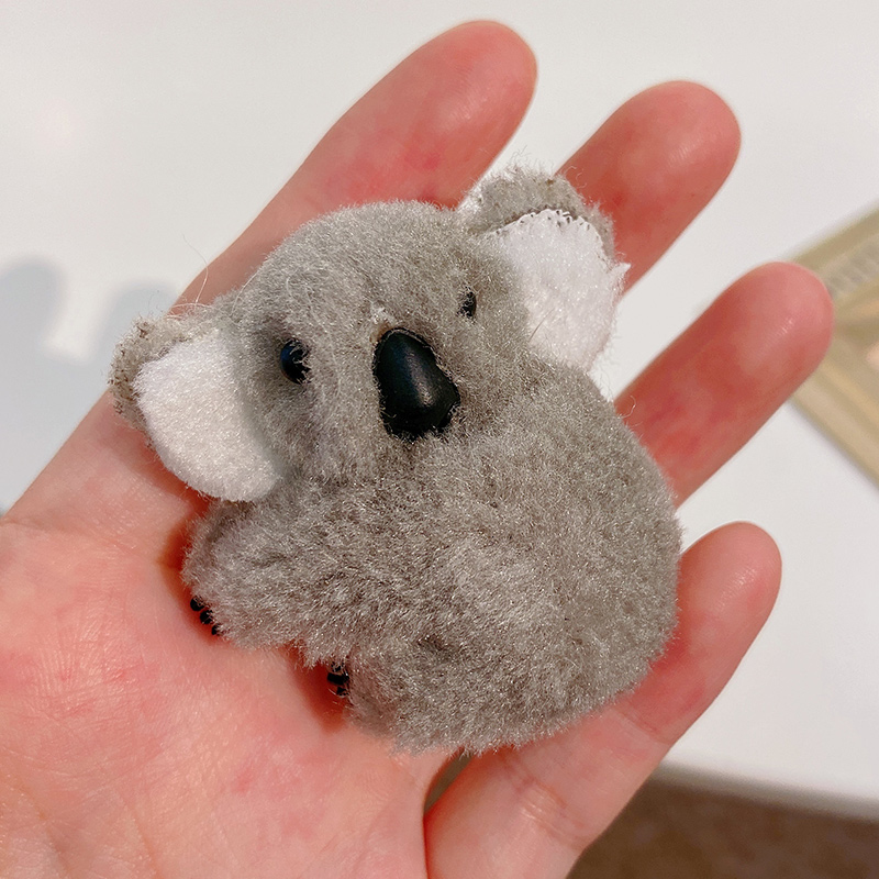 Clip de flequillo lateral bonito para mujer y niña, adorno de oso Koala de peluche, pinzas para el cabello, pasadores suaves, horquillas, accesorios para cabello femenino: Plata