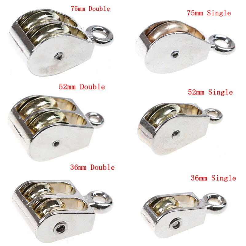! DIY Metal Sheave Zinc Alloy Fixed Pulley Crown Block And Tackle Lifting Wheel Mini Single/Double Pulley 36/52/75mm