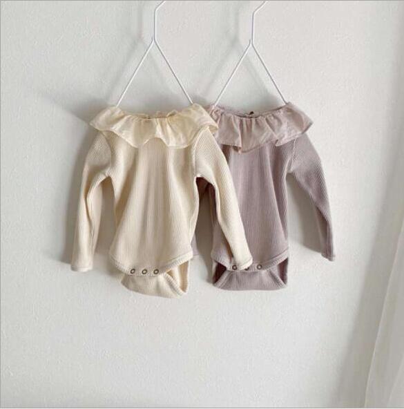 Baby Meisjes Jongens Geribbelde Romper Katoen Herfst Babys Jumpsuits 6-24 Maand QH920