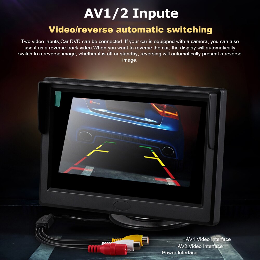 5 zoll Monitor HD Auto Rückfahr LCD TFT Digitalen Bildschirm 2 Weg Video Eingang Rückansicht Anzeige Parkplatz Monitor Für Sicherung Kamera