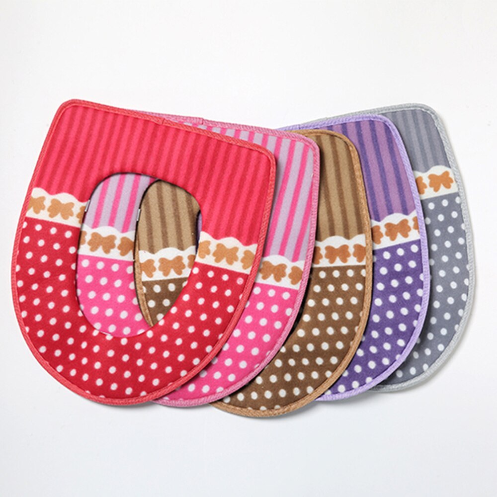 En Warm Toilet Seat Cover Wasbare Toilet Seat Pad Met Klittenband Zelfklevende Tapes (Rood)